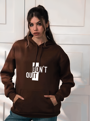 Glamorous Wuzaan Brown Oversized Hoodie with white “Do It – Don’t Quit” print, for Females, Printed Hoodies Limited Edition