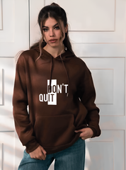 Glamorous Wuzaan Brown Oversized Hoodie with white “Do It – Don’t Quit” print, for Females, Printed Hoodies Limited Edition